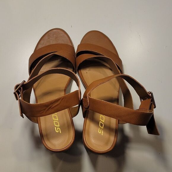 SODA SIDE STRAP STACKED HEEL OPEN TOE SANDAL - Picture 9 of 15
